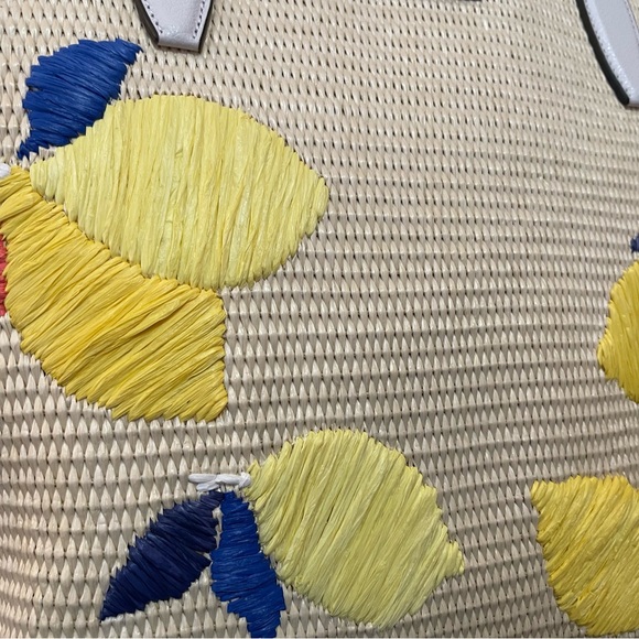 β¨HPβ¨ Kate Spade Ash Straw Lemon Zest Tote Large NWOT - Picture 6 of 14